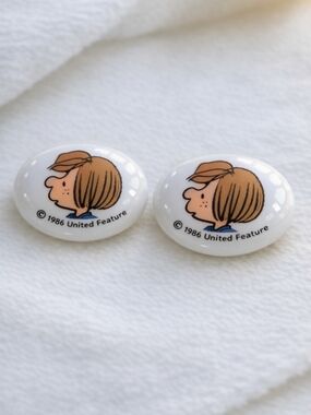 Vintage Peanuts Peppermint Patty Buttons 5/8" NOS H.A. Kidd